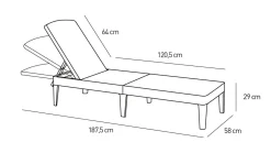 Sdraio > Dmora Lettino prendisole Glace, 188x58 h29 cm, Antracite Nero Antracite