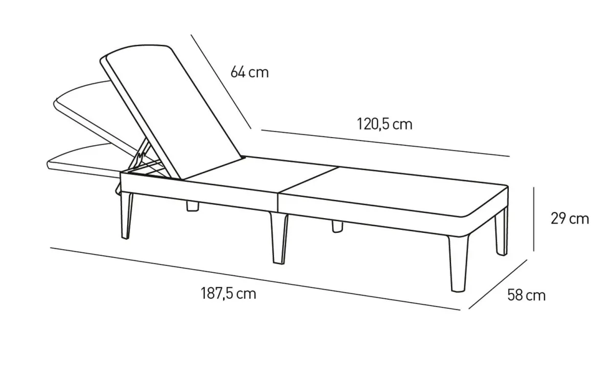 Sdraio > Dmora Lettino prendisole Glace, 188x58 h29 cm, Antracite Nero Antracite