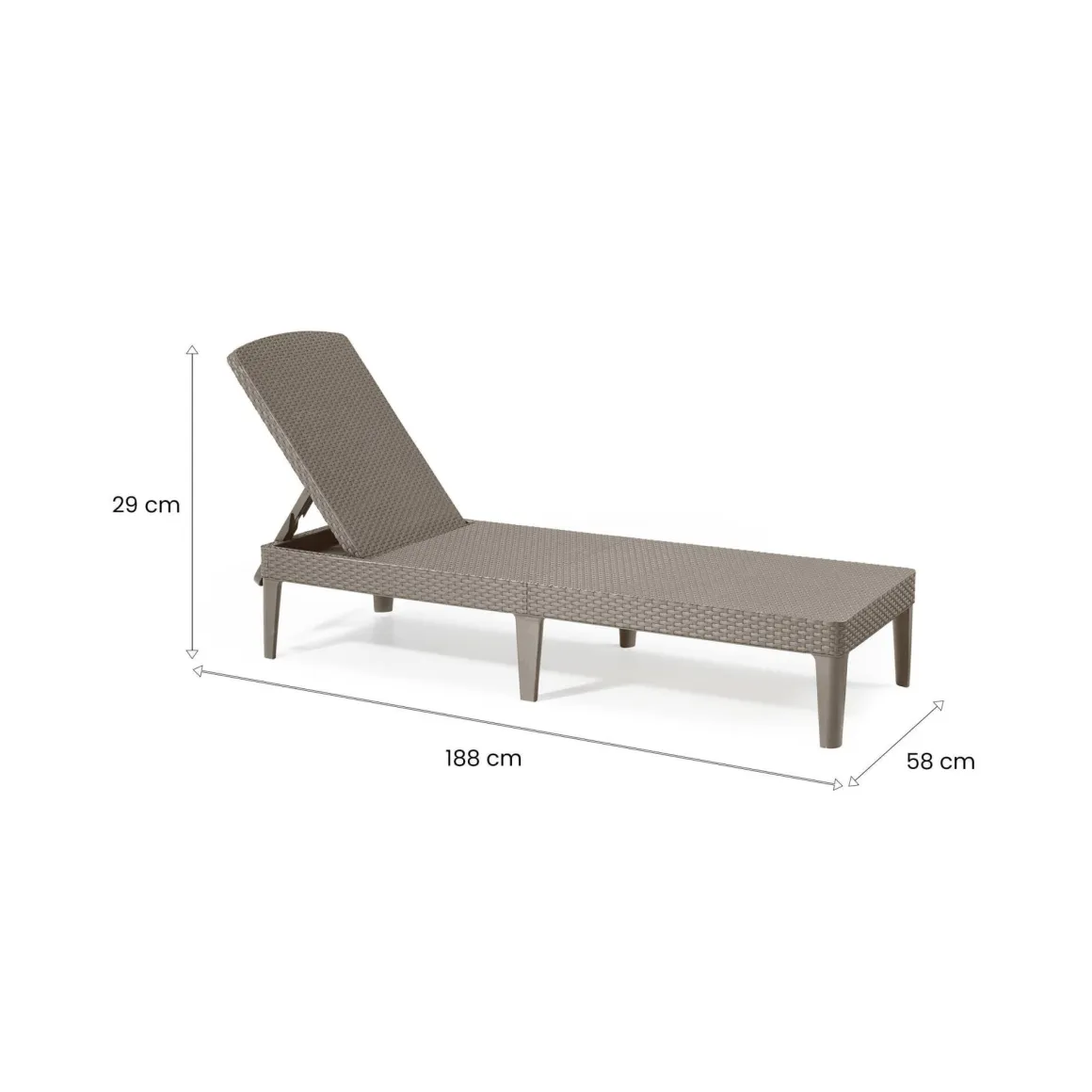 Lettino prendisole Glace, 188x58 h29 cm, Tortora