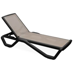 Lettino Prendisole Nero Antracite Beige Impilabile, Regolabile 4 Posizioni Peso Supportato 120 kg 191x57x90h cm, Schienale Regolabile Made in Italy