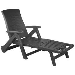 Lettino Prendisole Nero Antracite Ruote Pieghevole 195x72x101h cm, Peso Supportato 120 kg Made in Italy - Adam