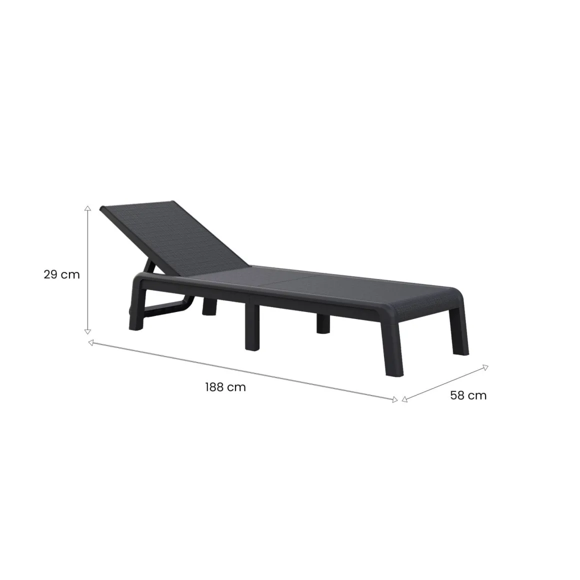 Sdraio > Dmora Lettino prendisole schienale regolabile 187x58cm antracite e grigio - Glace Nero Antracite
