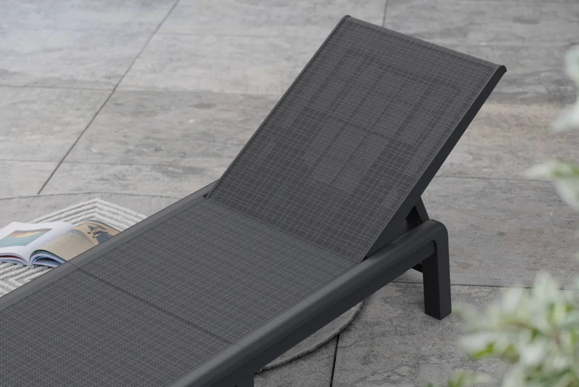 Sdraio > Dmora Lettino prendisole schienale regolabile 187x58cm antracite e grigio - Glace Nero Antracite