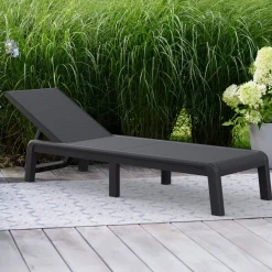 Sdraio > Dmora Lettino prendisole schienale regolabile 187x58cm antracite e grigio - Glace Nero Antracite
