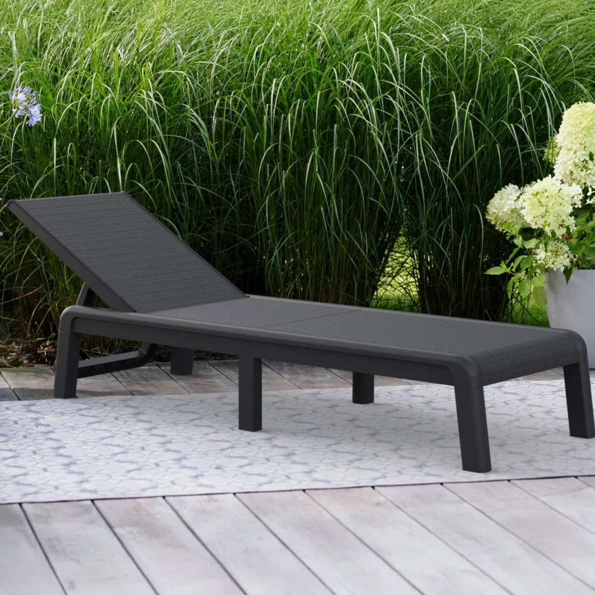 Sdraio > Dmora Lettino prendisole schienale regolabile 187x58cm antracite e grigio - Glace Nero Antracite