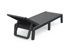 Sdraio > Dmora Lettino prendisole schienale regolabile 187x58cm antracite e grigio - Glace Nero Antracite