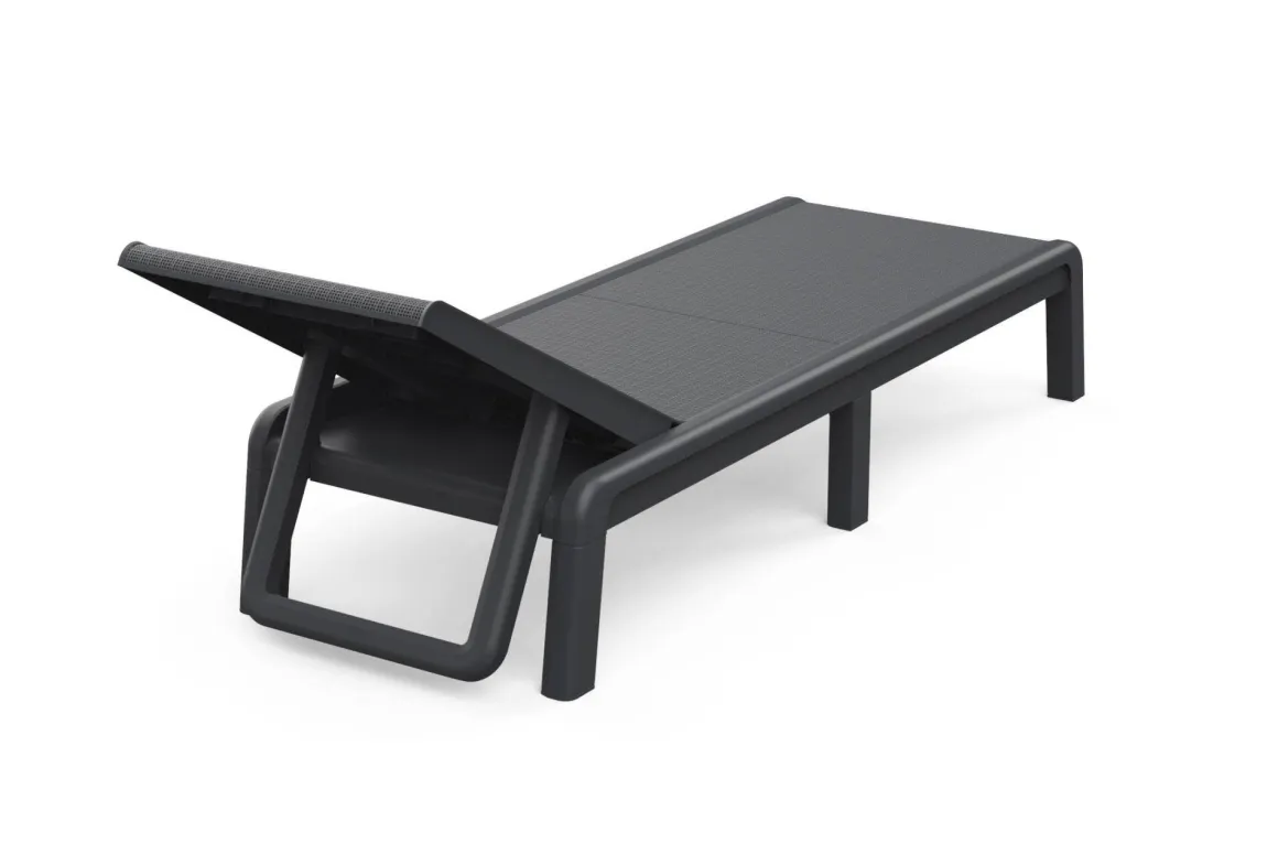 Sdraio > Dmora Lettino prendisole schienale regolabile 187x58cm antracite e grigio - Glace Nero Antracite