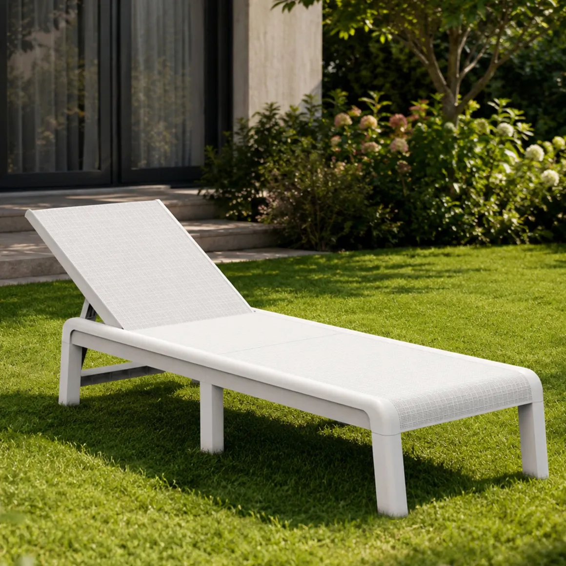 Lettino prendisole schienale regolabile 187x58cm bianco - Shawinigan