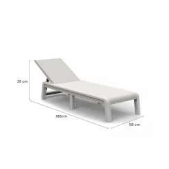 Lettino prendisole schienale regolabile 187x58cm bianco - Shawinigan