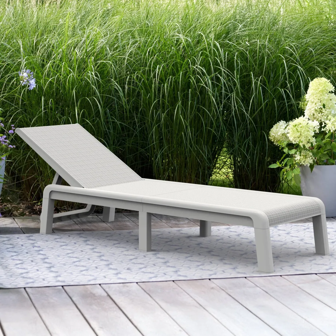 Lettino prendisole schienale regolabile 187x58cm bianco - Shawinigan