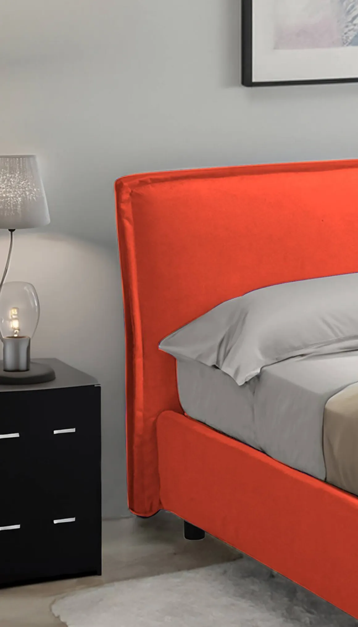 Letti Contenitore|Letti Alla Francese > Dmora Letto Alla Francese Materasso Incluso Sfoderabile, Contenitore Made in Italy - Broni Arancione