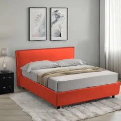 Letti Contenitore|Letti Alla Francese > Dmora Letto Alla Francese Sfoderabile Contenitore, Dimensione Materasso 120x200 cm Made in Italy - Brosso Arancione