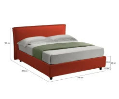 Letti Contenitore|Letti Alla Francese > Dmora Letto Alla Francese Sfoderabile Contenitore, Dimensione Materasso 120x200 cm Made in Italy - Brosso Arancione