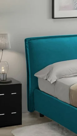 Letti Alla Francese > Dmora Letto Alla Francese Materasso Incluso Sfoderabile, Contenitore Made in Italy - Broni Azzurro