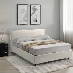 Letti Contenitore|Letti Alla Francese > Dmora Letto Alla Francese Materasso Incluso Sfoderabile, Contenitore Made in Italy - Broni Beige