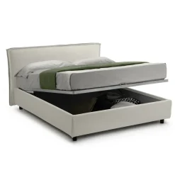 Letto Alla Francese Beige Materasso Incluso Sfoderabile, Contenitore Made in Italy - Brienza