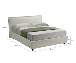 Letto Alla Francese Beige Sfoderabile Contenitore, Dimensione Materasso 120x190 cm Made in Italy - Bronte