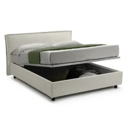 Letto Alla Francese Beige Sfoderabile Contenitore, Dimensione Materasso 120x190 cm Made in Italy - Bronte