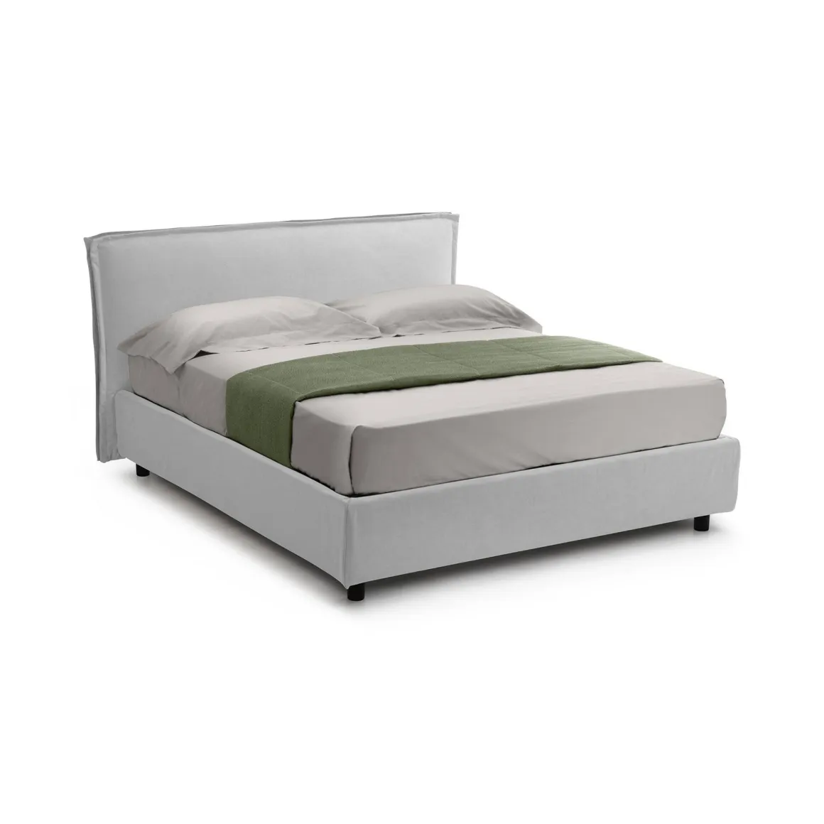 Letti Alla Francese > Dmora Letto Alla Francese Materasso Incluso Sfoderabile, Contenitore Made in Italy - Broni Bianco