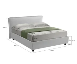 Letti Alla Francese > Dmora Letto Alla Francese Materasso Incluso Sfoderabile, Contenitore Made in Italy - Broni Bianco