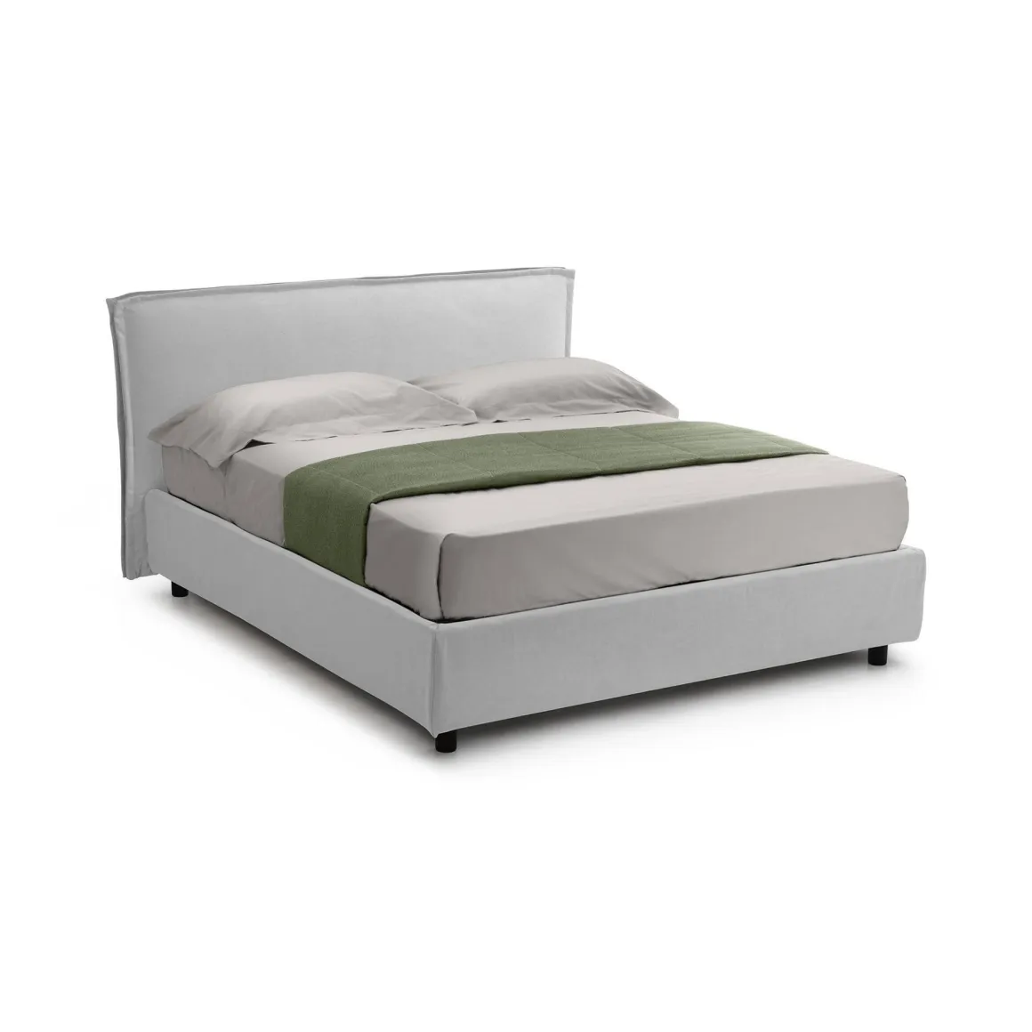 Letti Alla Francese > Dmora Letto Alla Francese Sfoderabile Contenitore, Dimensione Materasso 120x200 cm Made in Italy - Brosso Bianco