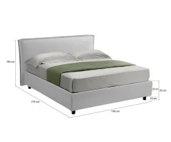 Letti Alla Francese > Dmora Letto Alla Francese Sfoderabile Contenitore, Dimensione Materasso 120x200 cm Made in Italy - Brosso Bianco