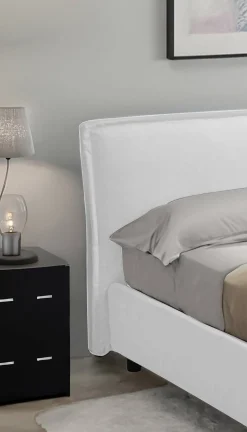 Letti Alla Francese > Dmora Letto Alla Francese Sfoderabile Contenitore, Dimensione Materasso 120x200 cm Made in Italy - Brosso Bianco