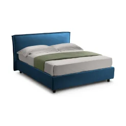 Letti Contenitore|Letti Alla Francese > Dmora Letto Alla Francese Materasso Incluso Sfoderabile, Contenitore Made in Italy - Broni Blu