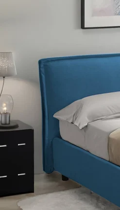 Letto Alla Francese blu Materasso Incluso Sfoderabile, Contenitore Made in Italy - Brienza