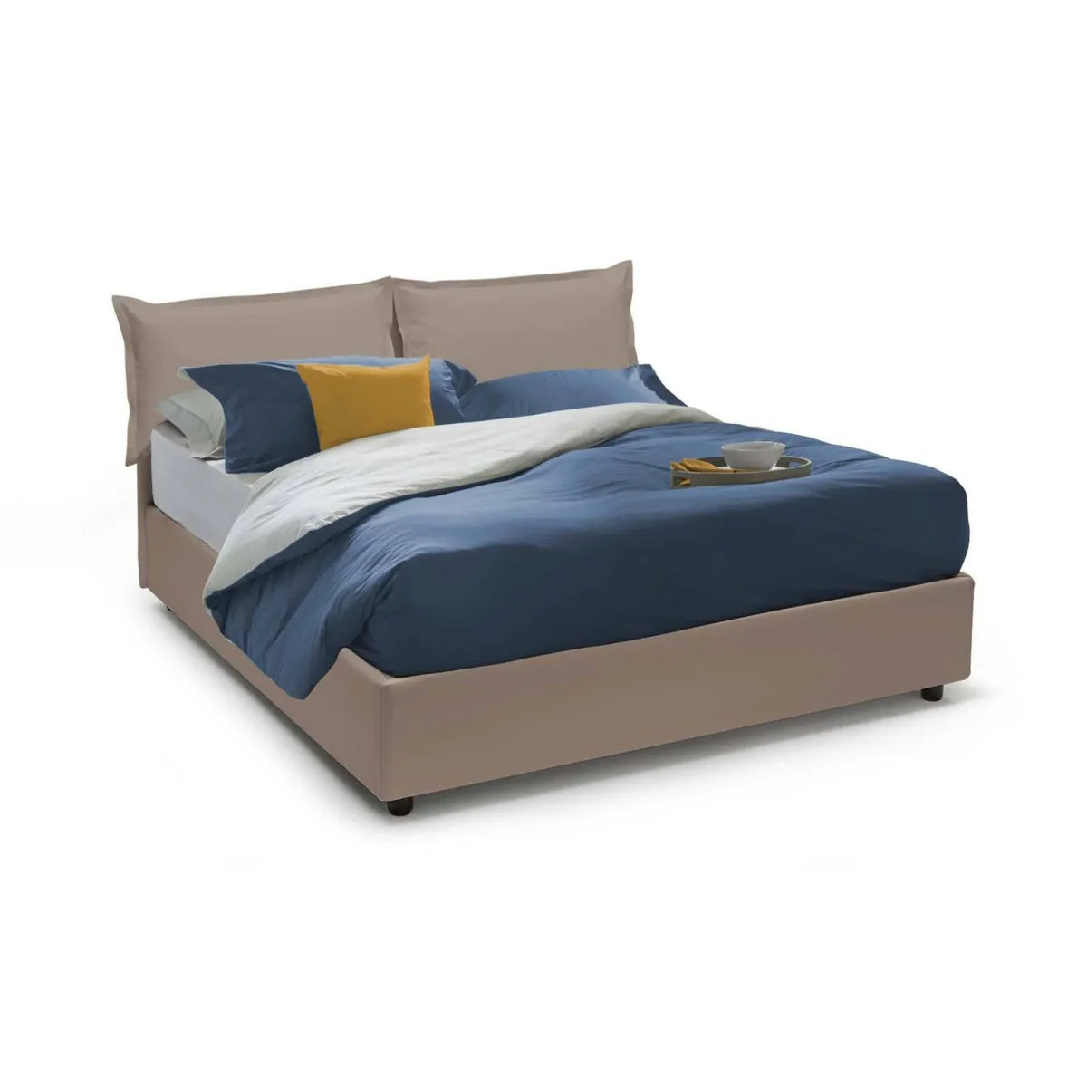 Letti Contenitore|Letti Alla Francese > Dmora Letto alla francese con materasso tortora 155x215cm - Arry Grigio Tortora