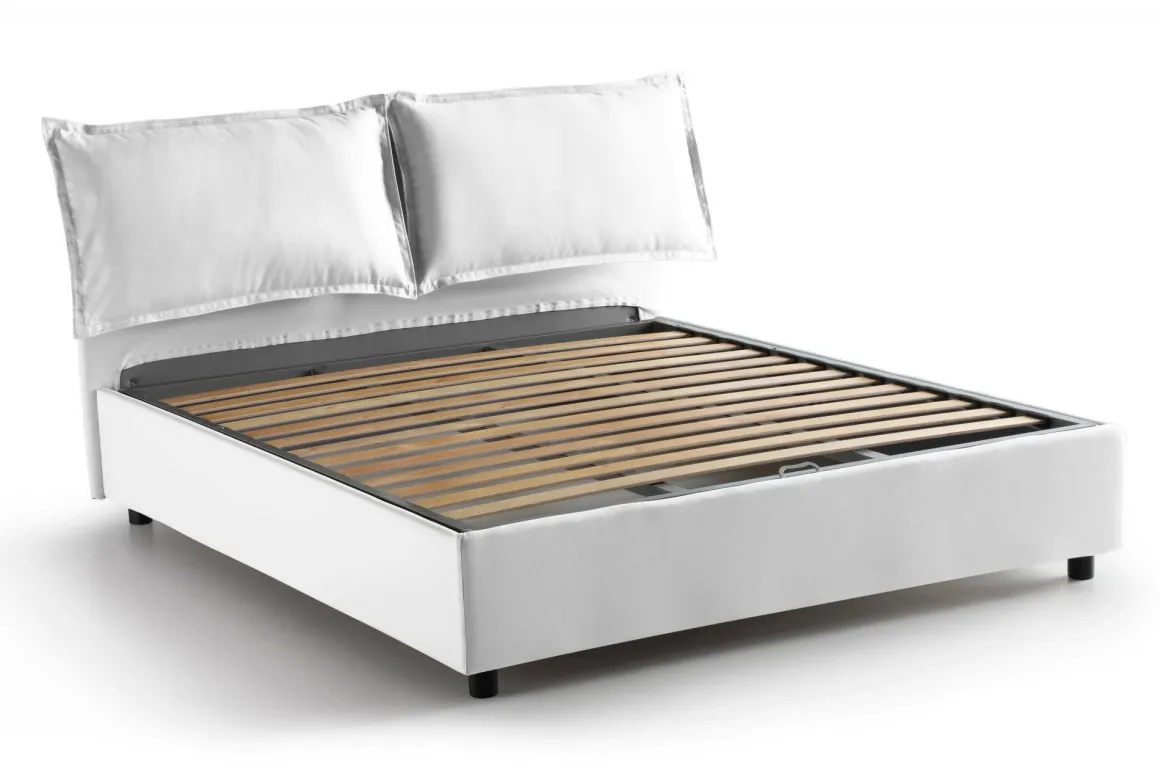Letto alla francese contenitore bianco 155x205cm - Askari