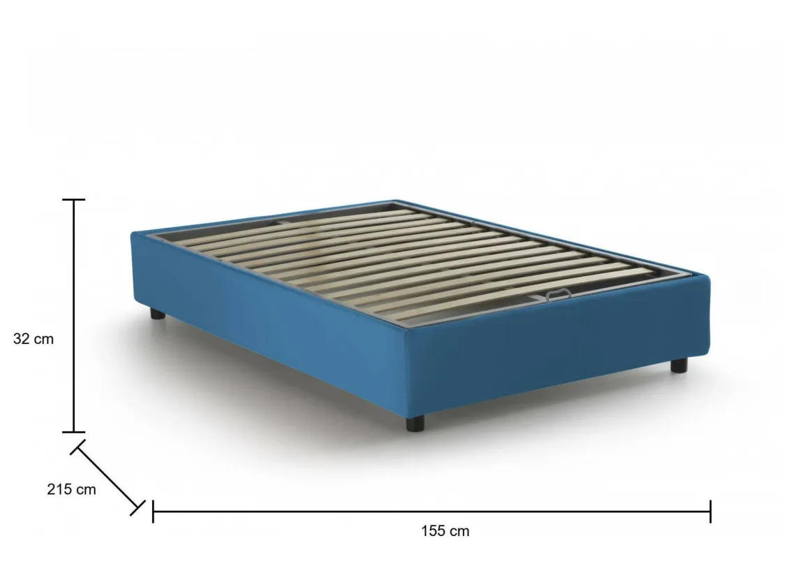 Letto alla francese contenitore blu 155x215cm - Arvic
