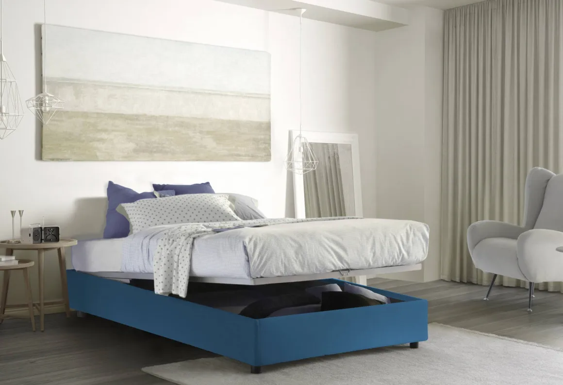 Letto alla francese contenitore blu 155x215cm - Arvic