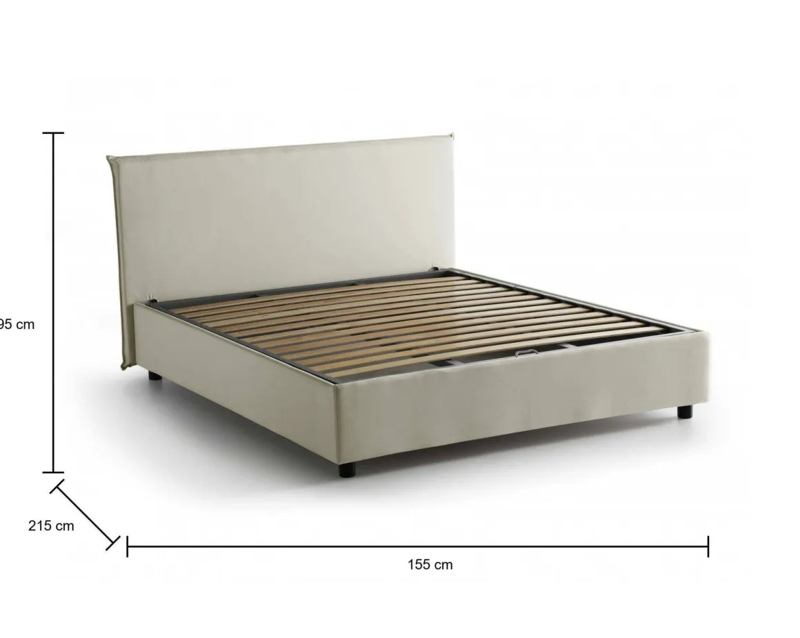 Letto alla francese design beige 155x215cm - Alvacus