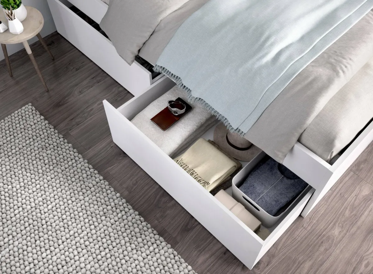 Letti Contenitore|Letti Alla Francese > Dmora Letto alla francese design 195x149cm - Casimir Bianco