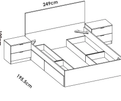 Letto alla francese design bianco e rovere 195x249cm - Iona