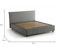 Letto alla francese design grigio 155x205cm - Angelic