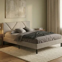 Letti Alla Francese > Dmora Letto alla francese design tortora 149x204cm - Ikelos Grigio Tortora