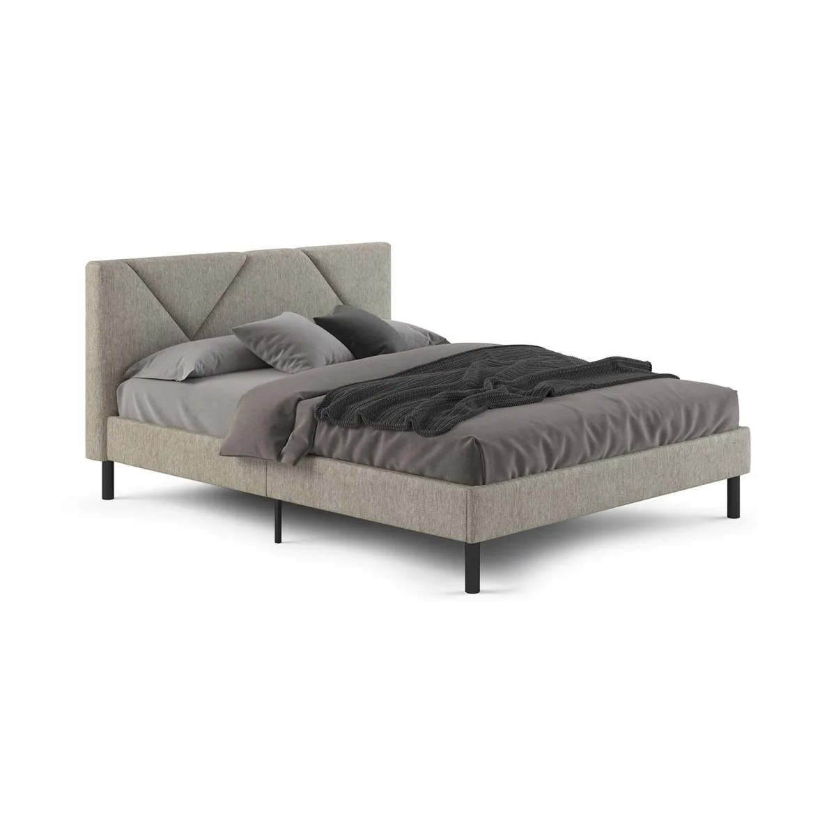 Letti Alla Francese > Dmora Letto alla francese design tortora 149x204cm - Ikelos Grigio Tortora
