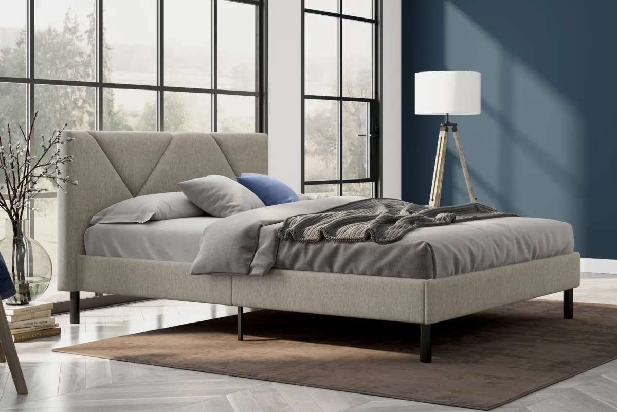 Letti Alla Francese > Dmora Letto alla francese design tortora 149x204cm - Ikelos Grigio Tortora