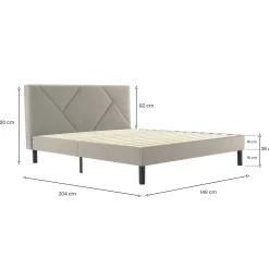 Letti Alla Francese > Dmora Letto alla francese design tortora 149x204cm - Ikelos Grigio Tortora