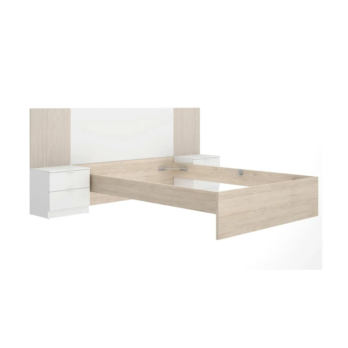 Letti Contenitore|Letti Alla Francese > Dmora Letto alla francese elegante 144x204cm - Moira Bianco Opaco