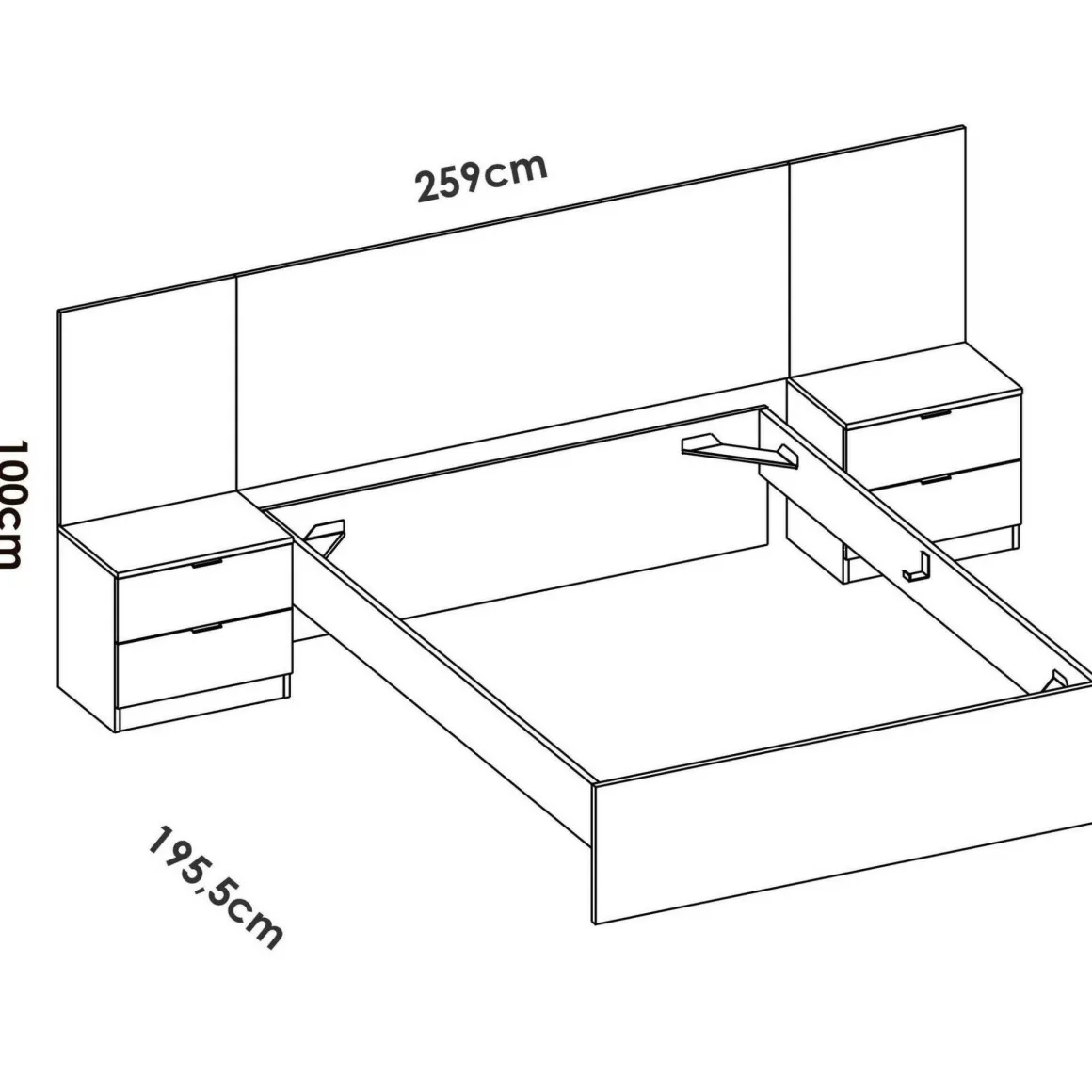 Letti Contenitore|Letti Alla Francese > Dmora Letto alla francese elegante 144x204cm - Moira Bianco Opaco