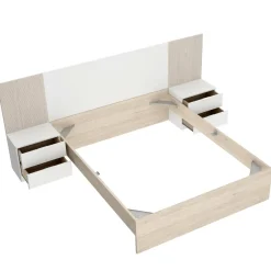 Letti Contenitore|Letti Alla Francese > Dmora Letto alla francese elegante 144x204cm - Moira Bianco Opaco