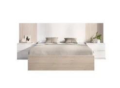 Letti Contenitore|Letti Alla Francese > Dmora Letto alla francese elegante 144x204cm - Moira Bianco Opaco