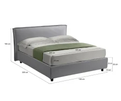 Letti Contenitore|Letti Alla Francese > Dmora Letto Alla Francese Materasso Incluso Sfoderabile, Contenitore Made in Italy - Broni Grigio