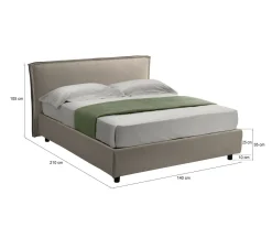 Letti Alla Francese > Dmora Letto Alla Francese Sfoderabile Contenitore, Dimensione Materasso 120x200 cm Made in Italy - Brosso Grigio Tortora