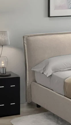 Letti Alla Francese > Dmora Letto Alla Francese Sfoderabile Contenitore, Dimensione Materasso 120x200 cm Made in Italy - Brosso Grigio Tortora