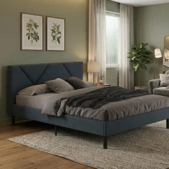 Letti Alla Francese > Dmora Letto alla francese Ikelos, 140x190 cm, Blu