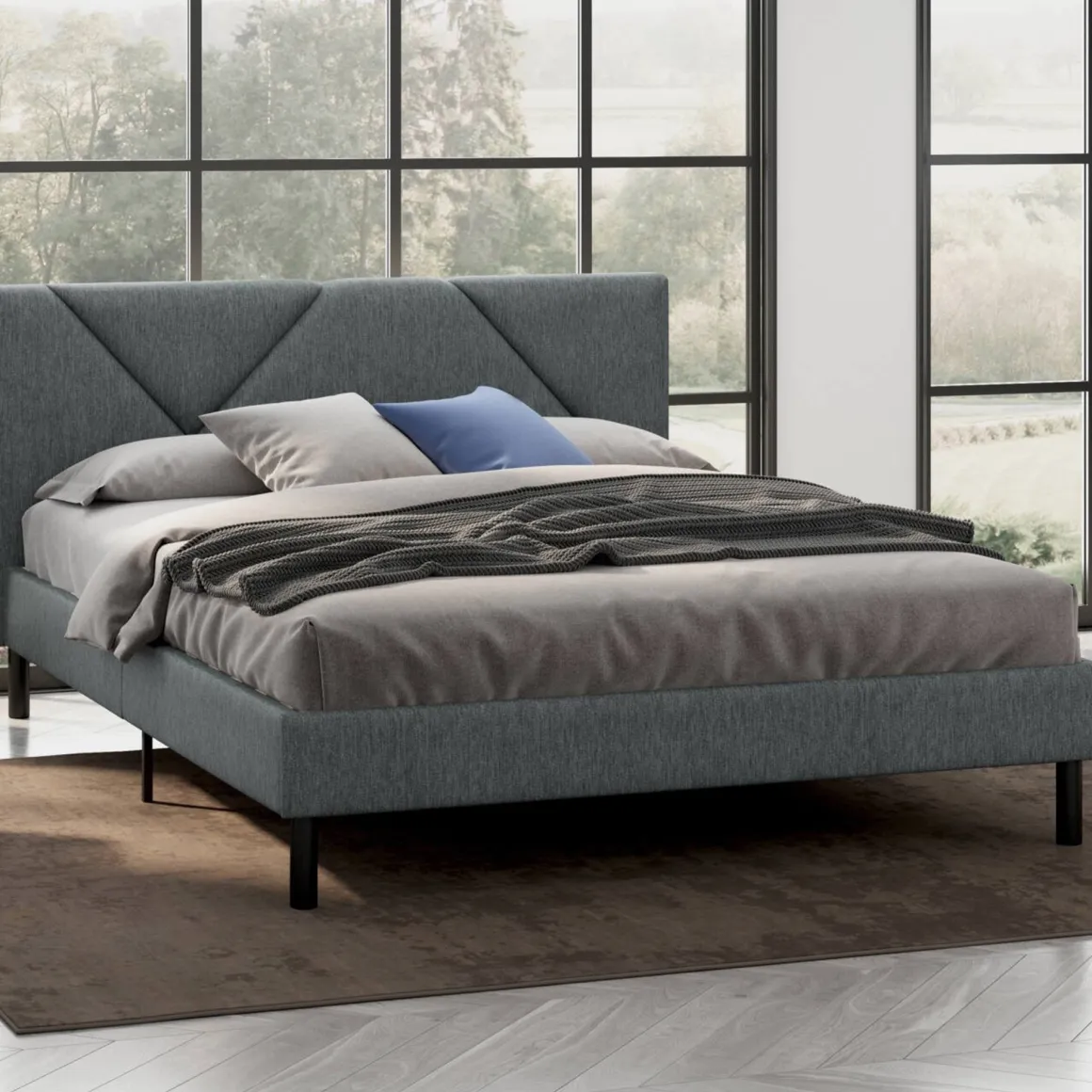 Letto alla francese Ikelos, 140x190 cm, Grigio